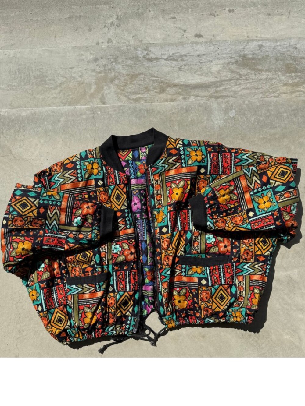 Vintage 90s Reversible Quilted Floral Bomber Jacket